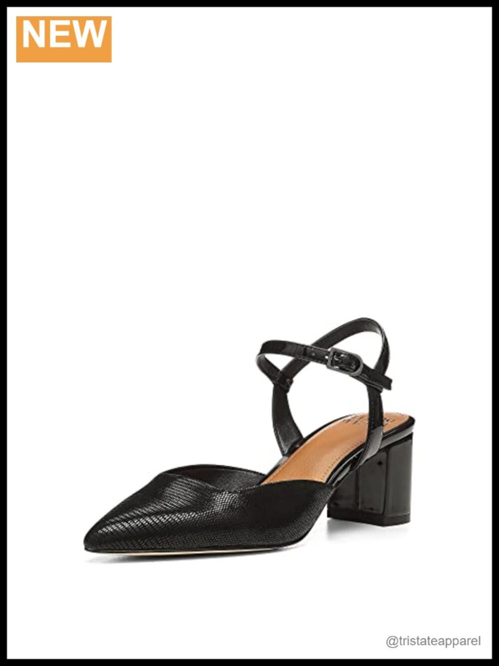 Pointed Toe Slingback Block Heel Pumps with Adjustable Buckle